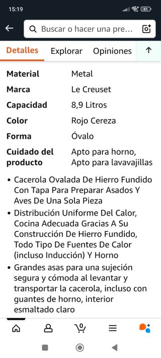 Olla ovalada Le Creuset roja