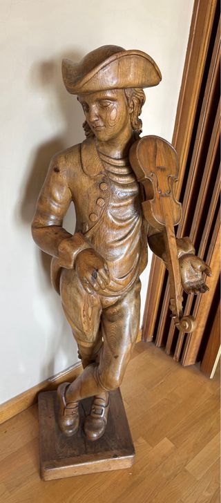 Set di due statue decorative in legno massello 