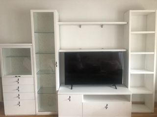Mueble salón blanco - vitrina + mueble TV