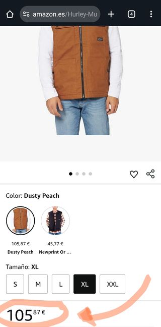 Chaleco Hurley XL hombre. Nuevo