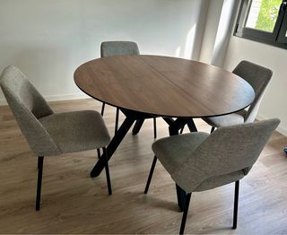 Mesa redonda extensible - madera y metal