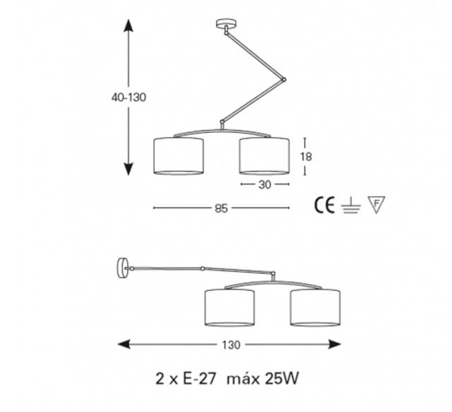Lámpara colgante Brilliance 2 luces