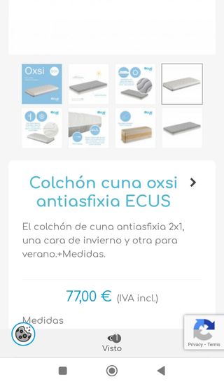 Colchón antiasfixia cuna bebé 120x60cm