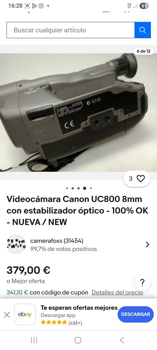 Videocámara Canon vintage