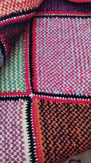 Manta patchwork lana multicolor