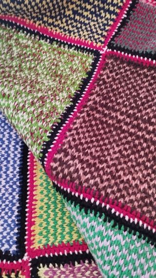 Manta patchwork lana multicolor