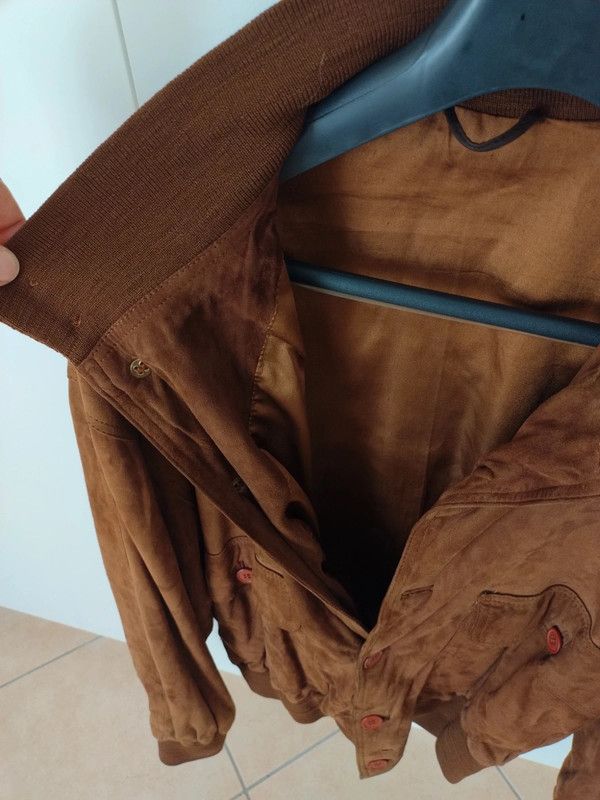 Giubbotto giacca uomo vera pelle scamosciata 52 L