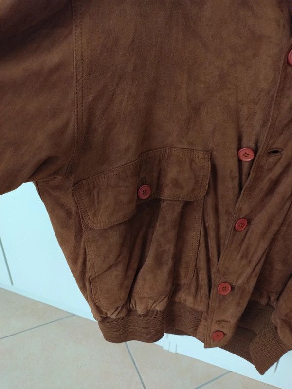 Giubbotto giacca uomo vera pelle scamosciata 52 L