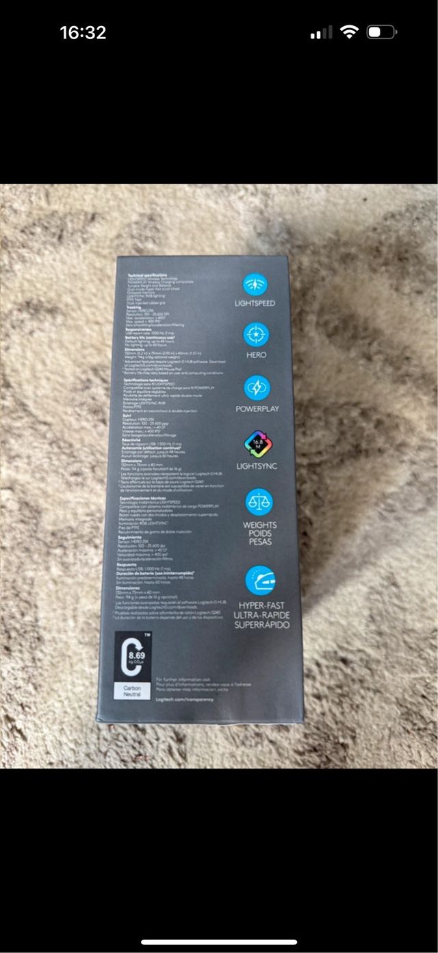 Caja y pesos de ratón G502 Logitech