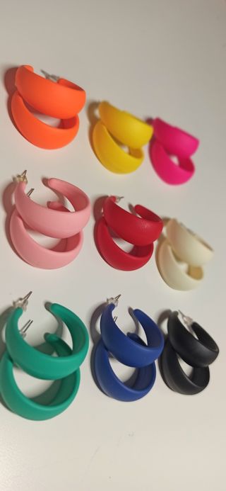 Pendientes aro multicolor - 9 pares
