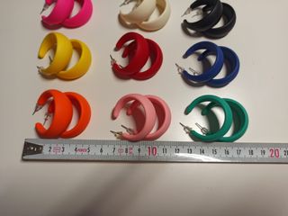Pendientes aro multicolor - 9 pares