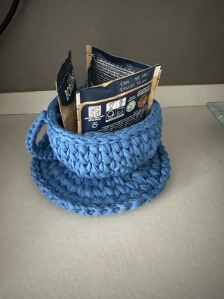 Porta cialde all'uncinetto - azzurro