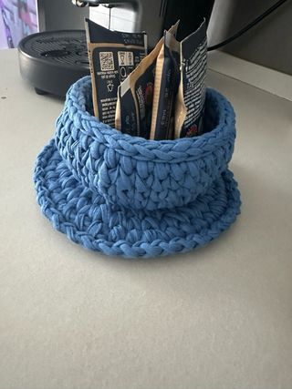 Porta cialde all'uncinetto - azzurro