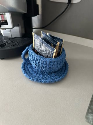 Porta cialde all'uncinetto - azzurro