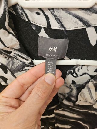 Camisa H&M L - estampada blanco/negro