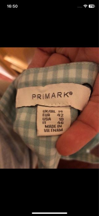 Top Primark vichy verde agua