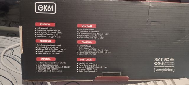 Teclado mecánico GK61 blanco