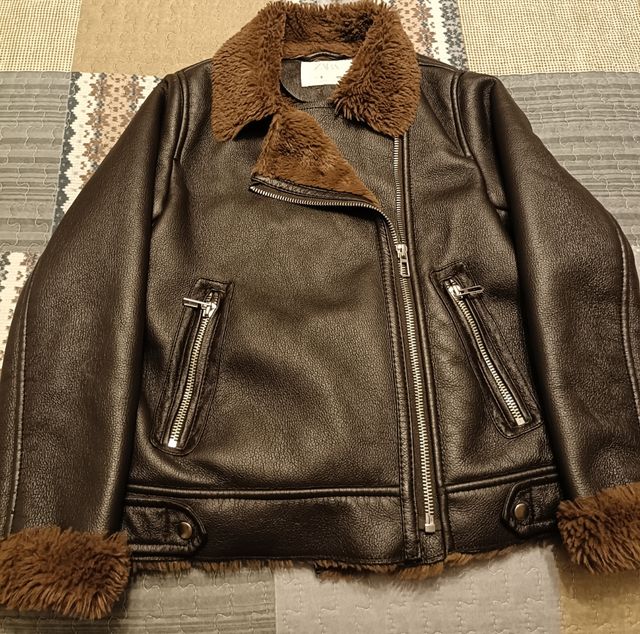 Cazadora marrón niña - Piel sintética