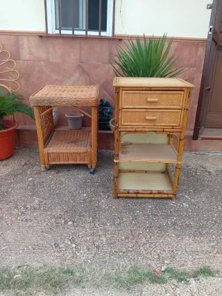 Bambu jardín  8 piezas muebles mimbre  auxiliares