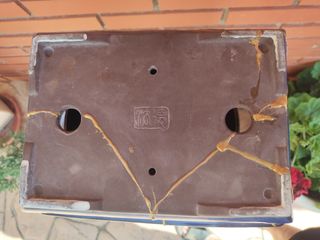 Maceta 28 cm Japón bonsai cerámica azul kintsugi..