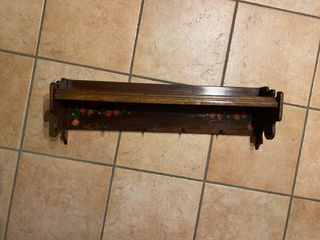 Appendiabiti in legno vintage - fiori rossi