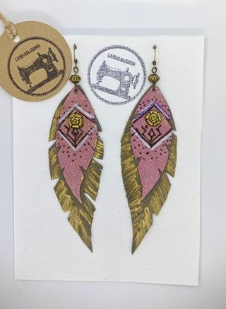 Pendientes Con forma de triángulo en cuero naranja