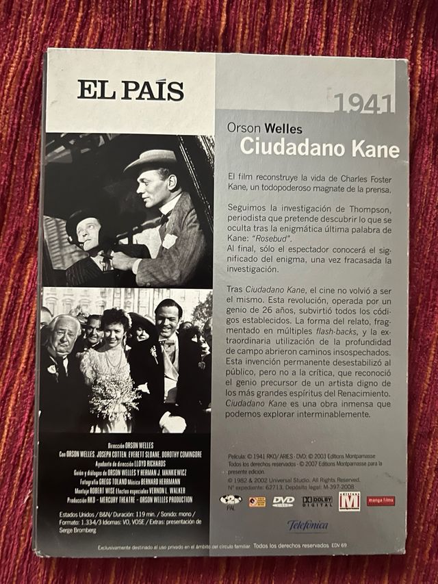 DVD Ciudadano Kane Orson Welles