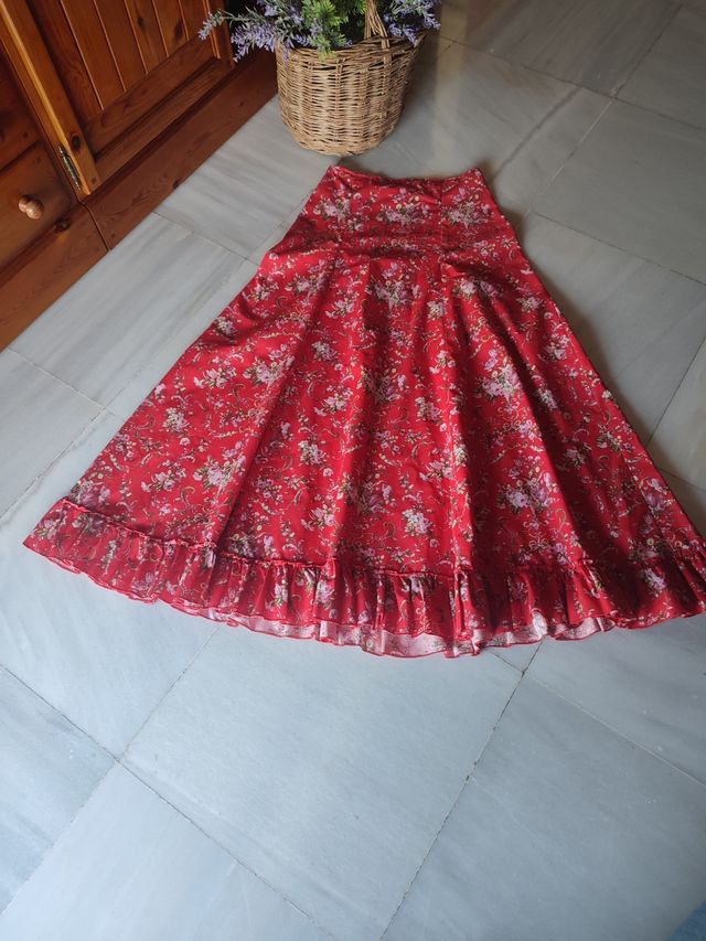 Falda flamenca roja - Flores