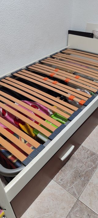 Cama nido 90cm - Madera blanca y marrón