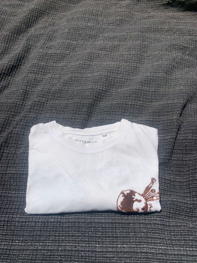 Camiseta Blanca con Estampado Pull&Bear