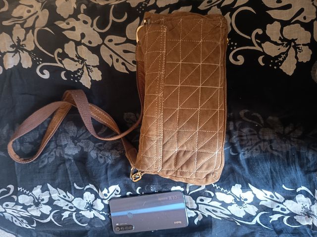 Bolso bandolera piel auténtica, marrón