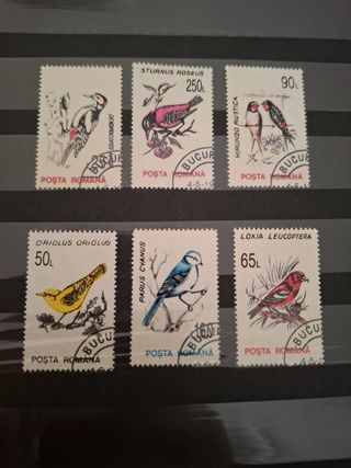 Sellos aves vintage Rumanía