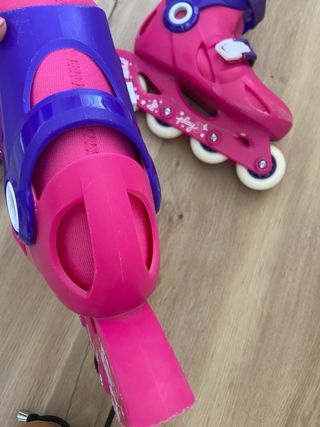 Patines en línea niña + casco rosa, talla 32-34