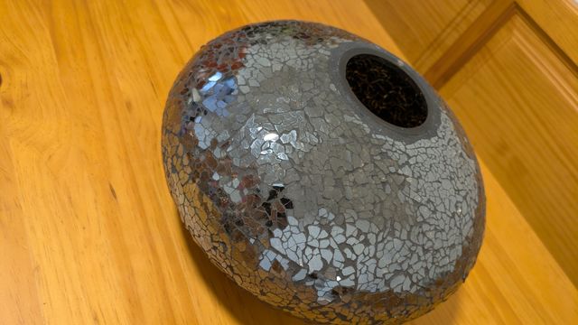 Jarrón mosaico gris plata