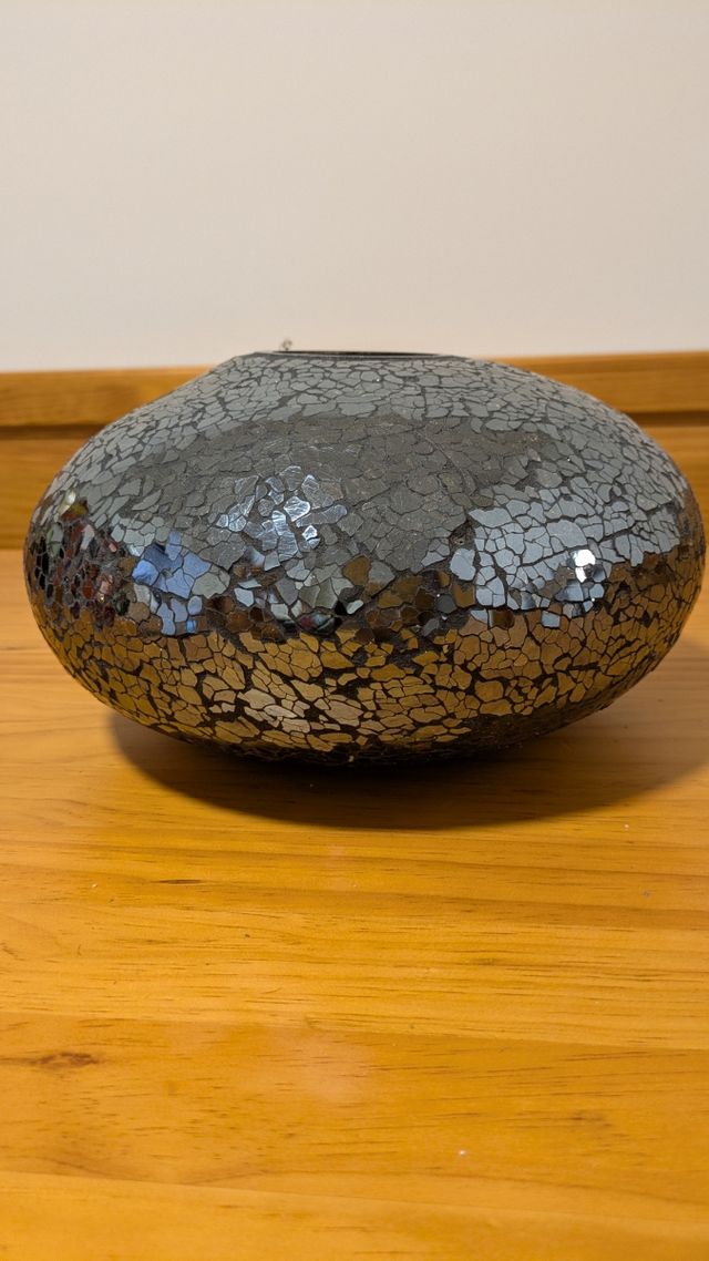 Jarrón mosaico gris plata