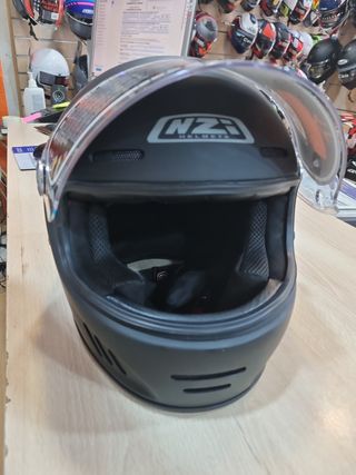 Casco moto NZI clásico negro mate