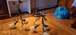 Lamparas vintage forja 3 tulipas. Peso 4,5 kg.