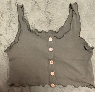 Top corto verde - botones - fruncido