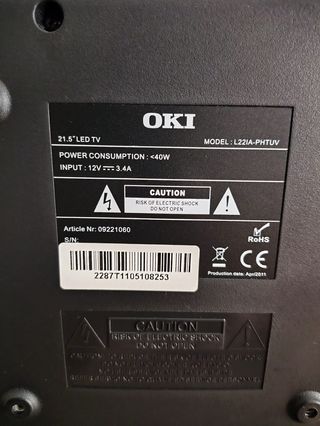 Televisión, monitor de 21,5 pulgadas