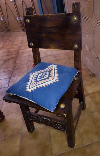 Set de mesa rústica madera maciza + 4 sillas