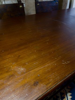 Set de mesa rústica madera maciza + 4 sillas