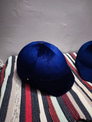 2 Cascos moto de terciopelo azul