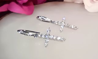 Pendientes cruz circonitas plata 925