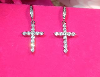 Pendientes cruz circonitas plata 925