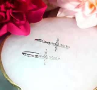 Pendientes cruz circonitas plata 925