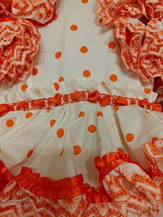 Vestido niña sevillana blanco-naranja