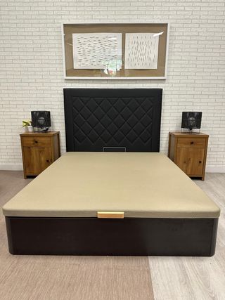 Canapé abatible 150x190 - Beige/Marrón