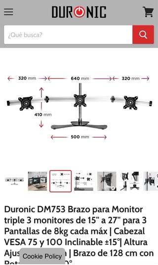 Soporte triple Duronic DM753 - 3 monitores
