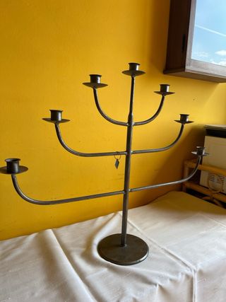 Candelabro metallo grigio 7 bracci