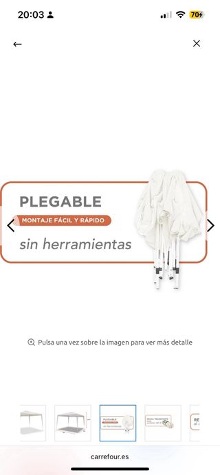 Carpa plegable SmartSun 3x3m beige